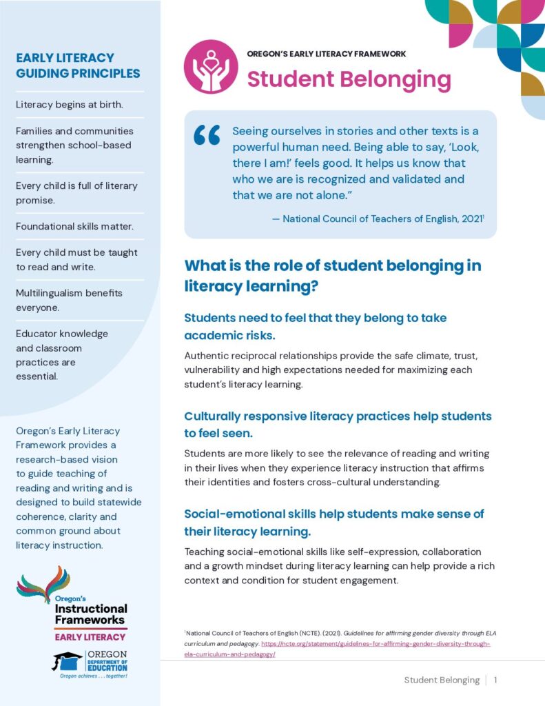 Literacy Spotlight: Student Belonging