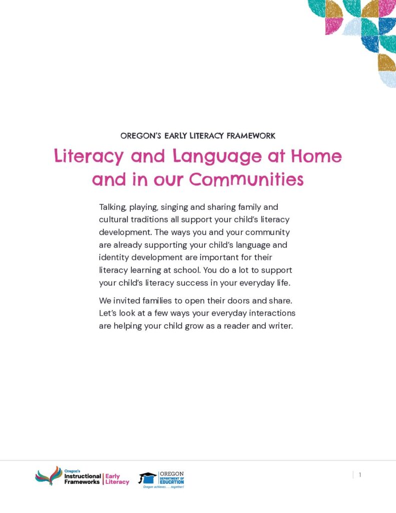 Literacy and Language at Home and in Our Communities