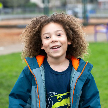 A happy child smiling.