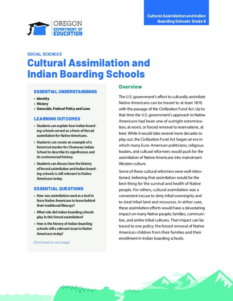 Cultural Assimilation and Indian Boarding Schools