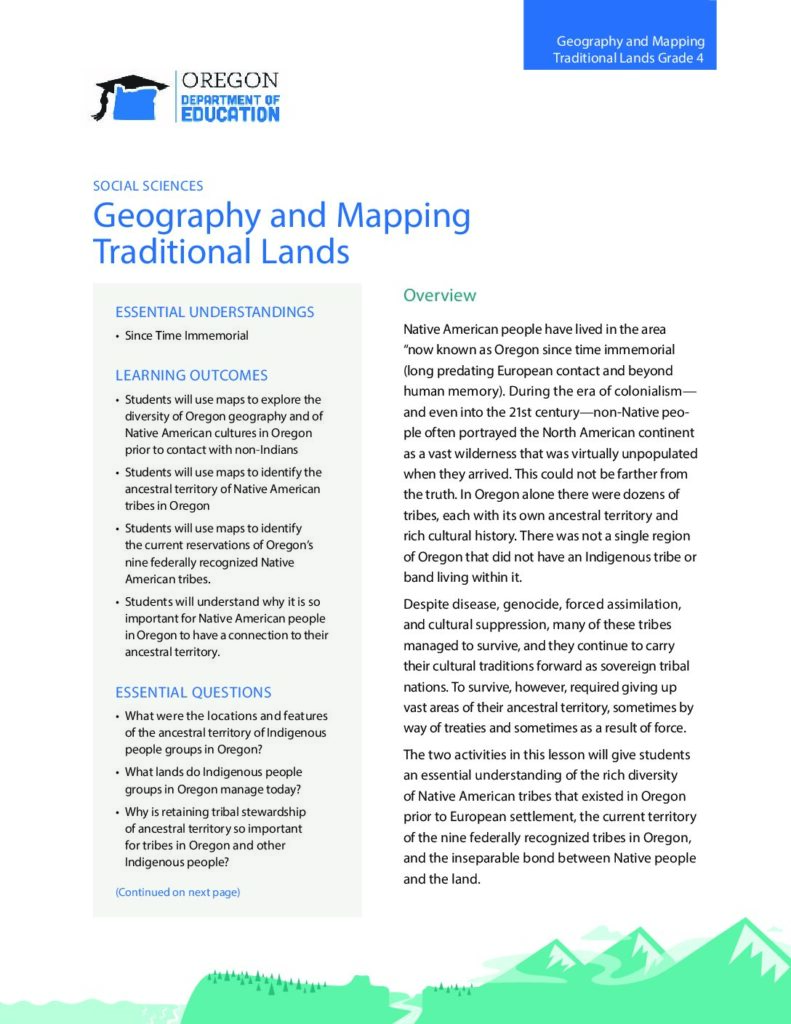 Geography and Mapping Traditional Lands