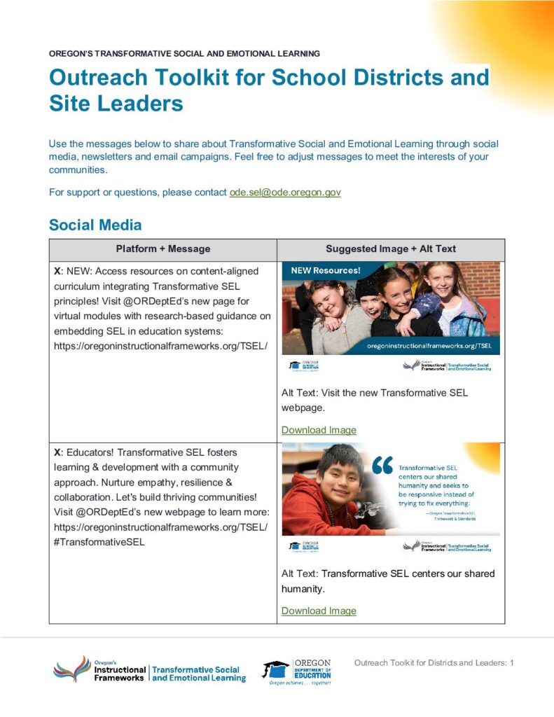 Outreach Toolkit for School Districts and Site Leaders