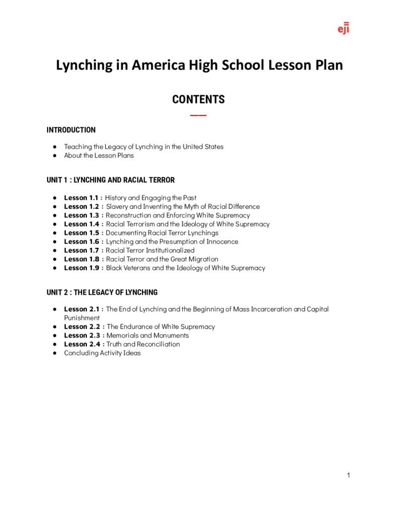 Lynching in America: High School Lesson Plan