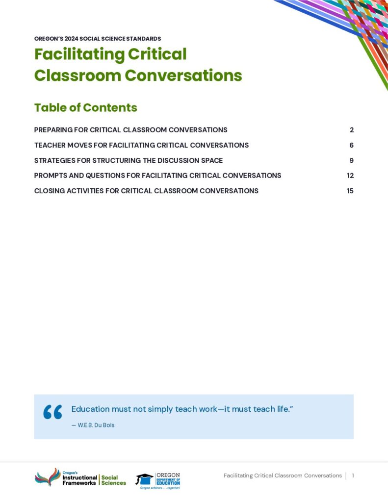 Oregon’s 2024 Social Science Standards: Facilitating Critical Classroom Conversations