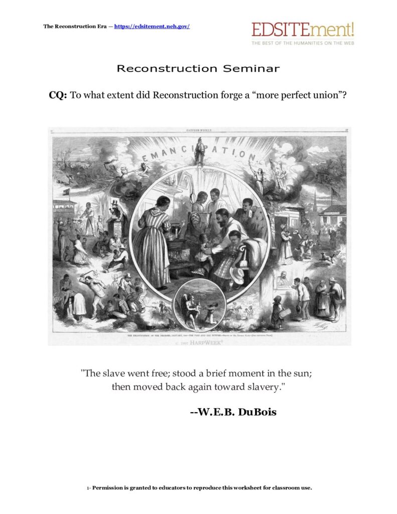 Reconstruction Seminar and DBQ Activity