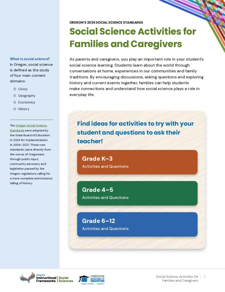 Social Science Activities for Families and Caregivers