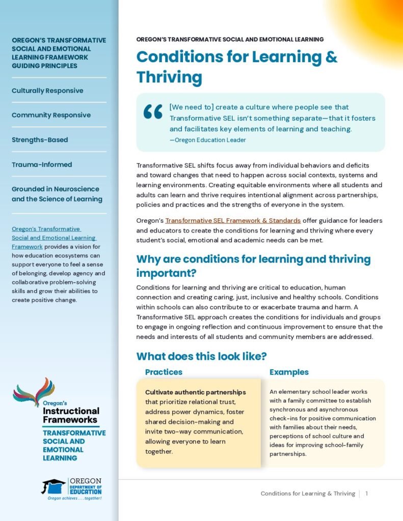 Spotlight: Conditions for Learning & Thriving