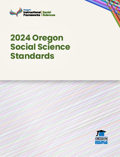 Cover page for “2024 Oregon Social Science Standards” featuring the Oregon Department of Education logo.