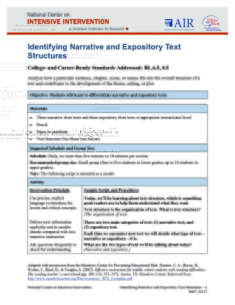 Identifying Narrative and Expository Text Structures