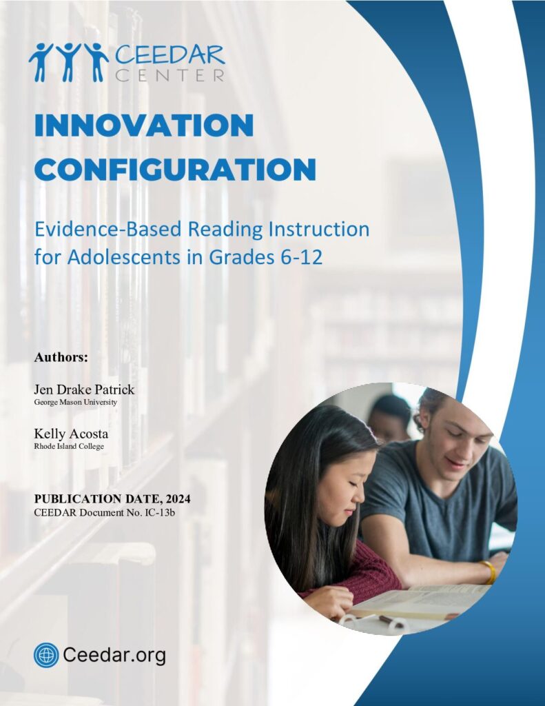 Innovation Configuration Evidence-Based Reading Instruction for Adolescents in Grades 6-12