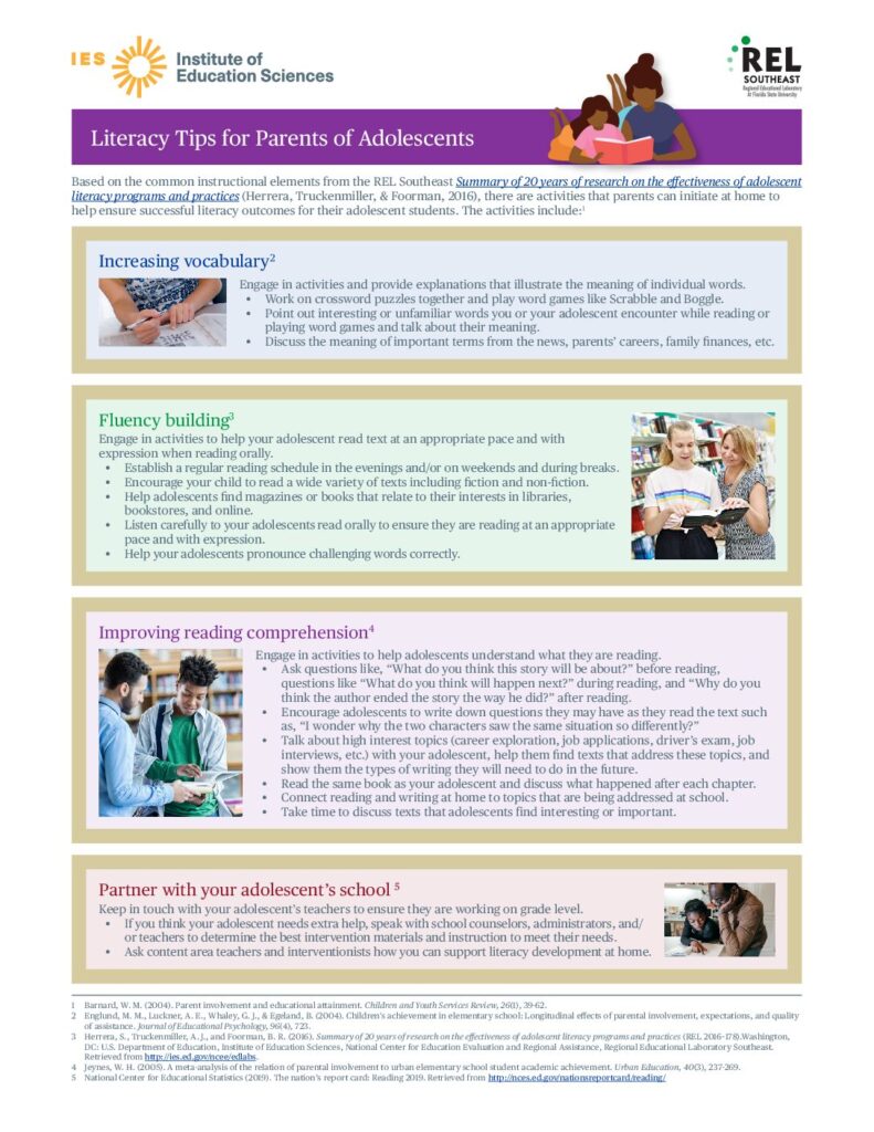 Literacy Tips for Parents of Adolescents