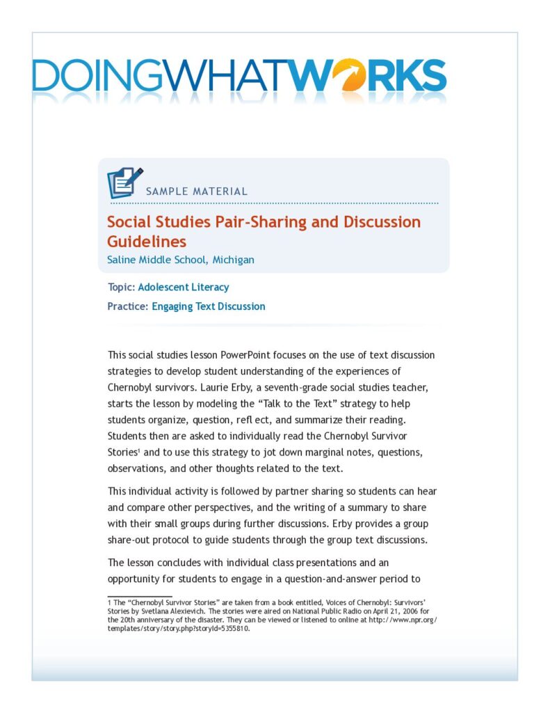 Social Studies Pair-Sharing and Discussion Guidelines